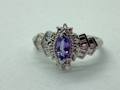 Lot 121 - A Modern Stone Set Dress Ring, marquise cut...