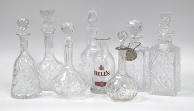 Lot 1358 - Seven Crystal and Cut Glass Decanters, in...