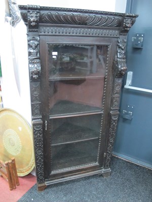 Lot 1596 - Late XIX Dark Oak Freestanding Corner Cupboard...