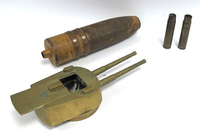 Lot 384 - Rotating Brass Naval Gun Turret Desk...