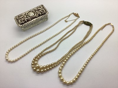 Lot 257 - A Single Strand Graduated Pearl Bead Necklace,...