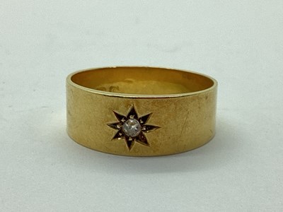 Lot 93 - An 18ct Gold Wide Band Ring, with old cut...
