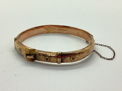 Lot 137 - An Antique 9ct Rose Gold Hinged Bangle, of...