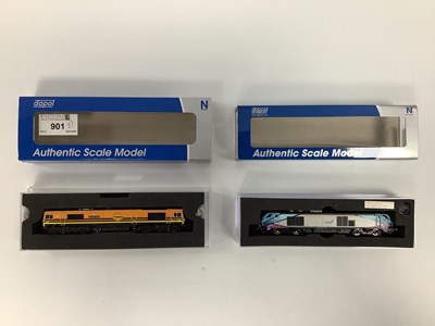 Lot 901 - Two boxed Dapol N gauge Diesel locomotives: a...