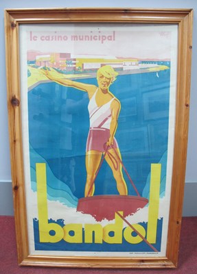 Lot 1555 - Art Deco Travel Poster, Bandol, Le Casino...