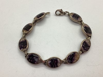Lot 152 - A Blue John Bracelet, composed of oval panel...
