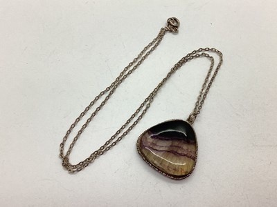 Lot 160 - A Vintage Blue John Pendant, triangular form,...