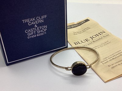 Lot 207 - A 1970's Hallmarked Silver Blue John Bangle,...