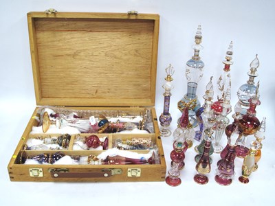 Lot 1353 - Glass Scent Bottles with stoppers in various...