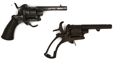 Lot 448 - XIX Century Belgian Pin Fire Pistol (x 2),...