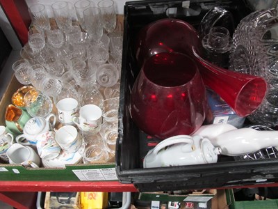 Lot 1176 - Ruby Glass Vases, two-sectional compart,...