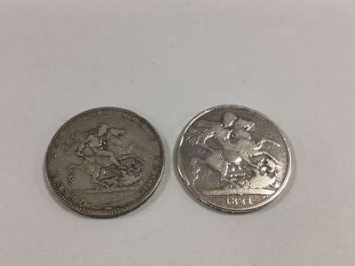 Lot 493 - Two XIX Century GB Silver Crowns, includes an...