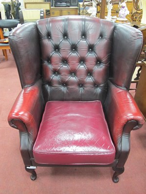 Lot 1626 - Oxblood Leather Button-Back Easy Chair on...