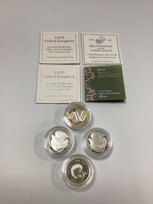 Lot 555 - Four Royal Mint Silver Proof Piedfort £2 Coins,...