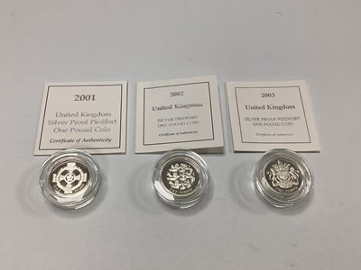 Lot 561 - Three Royal Mint Silver Proof Piedfort £1...