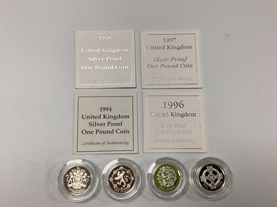 Lot 563 - Four Royal Mint Silver Proof £1 Coins, 1994,...