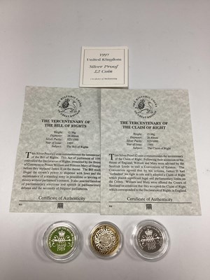 Lot 552 - Three Silver Proof £2 Coins, includes two 1989...