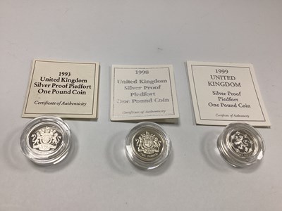 Lot 559 - Three Royal Mint Silver Proof Piedfort £1...