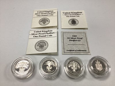 Lot 554 - Four Silver Proof Piedfort £1 Coins, 1984,...