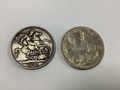 Lot 451 - Two GB Silver Crowns, 1902 Edward VII and a...