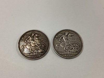 Lot 525 - Two Victoria GB Silver Crowns, 1889 and 1890.