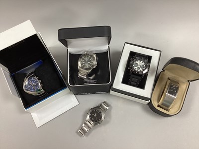 Lot 11 - An Emporio Armani Flat Link Rectangular Faced...