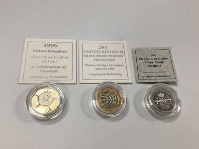 Lot 560 - Three Silver Proof Piedfort £2 Coins, 1989 UK...