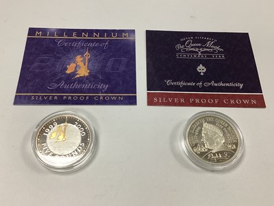 Lot 543 - Two Royal Mint 2000 Silver Proof £5 Coins, all...