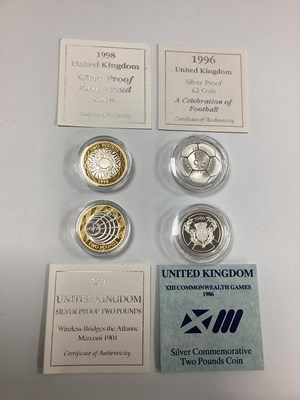 Lot 550 - Four Royal Mint Silver Proof £2 Coins,...
