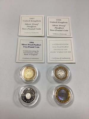 Lot 549 - Four Royal Mint Silver Proof Piedfort £2 Coins,...