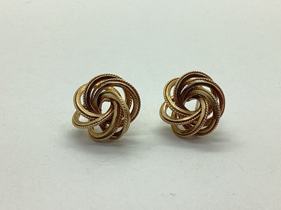 Lot 75 - A Pair of Textured Knot Style Stud Earrings,...