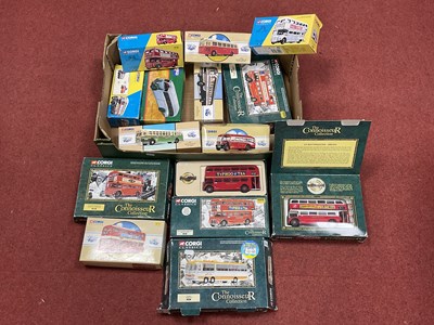 Lot 59 - Fourteen Diecast Model Buses by Corgi. Wear...