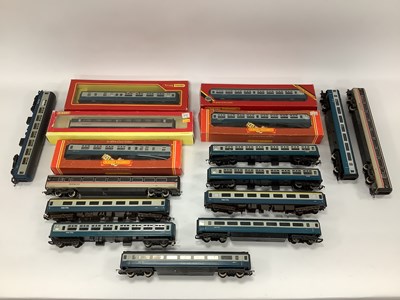 Lot 156 - Sixteen OO gauge coaches predominantly in blue...