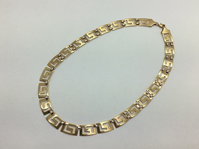 Lot 88 - A Greek Key Flat Panel Style Necklace, of...