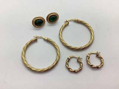 Lot 78 - A Pair of Large Creole Twist Earrings, stamped...