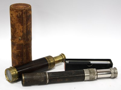 Lot 1410 - A Brass Three-Draw Day or Night Telescope by...