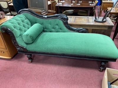 Lot 1665 - XIX Century Ebonized Chaise Lounge, with...