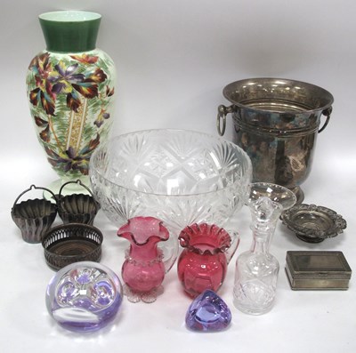 Lot 1346 - XIX Century Painted Opaque Glass Vase, 25m...