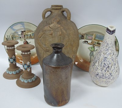 Lot 1279 - Pair of Doulton Lambeth 'Silicon' Candlesticks,...