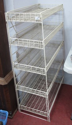 Lot 1175 - White Wire Work Shop Display Stand, with five...