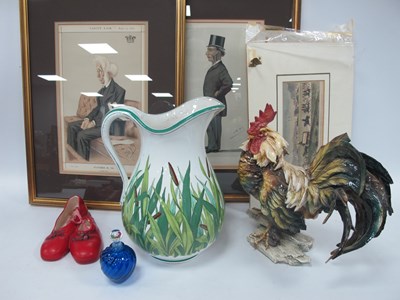 Lot 1287 - Ceramic Cockerel, 28cm high, plus jug...