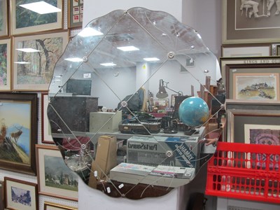 Lot 1597 - XX Century Mirror, with shaped sides, four...