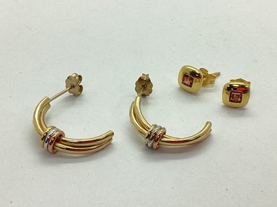 Lot 81 - A Pair of 9ct Gold Cushion Shape Stud Earrings,...