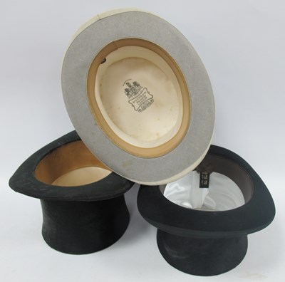 Lot 1531 - Moss Bross Black Top Hat, 58cm, Woodrow,...