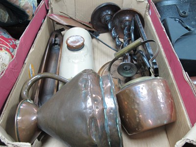 Lot 1061 - XIX Century Copper Half Gallon Jug, stoneware...