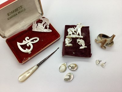Lot 217 - A Small Collection of Carved Mother of Pearl...
