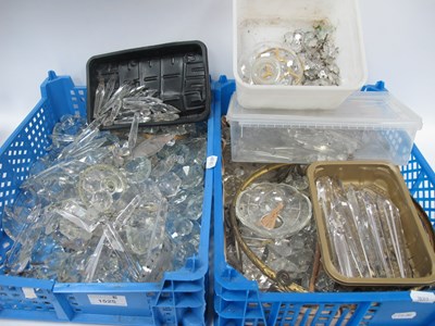 Lot 1525 - Two Baskets of Chandelier Drops, etc.