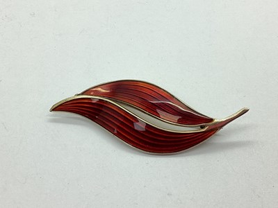 Lot 131 - Aksel Holmsen, Norway; A Red Enamel Leaf...