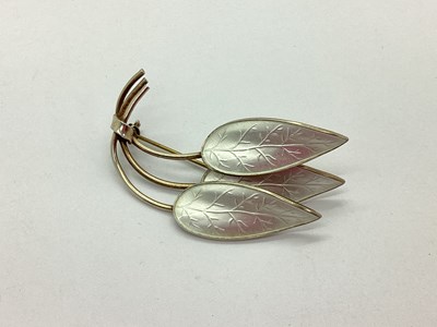 Lot 128 - Ivor Holth, Norway; A White Enamel Triple Leaf...