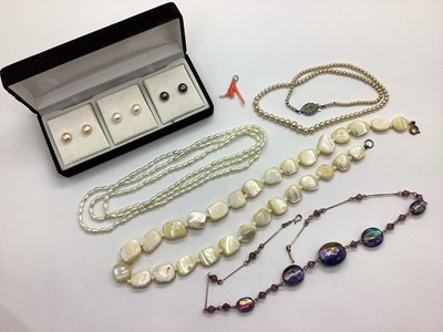 Lot 192 - Three Pairs of Pearl Stud Earrings, in various...